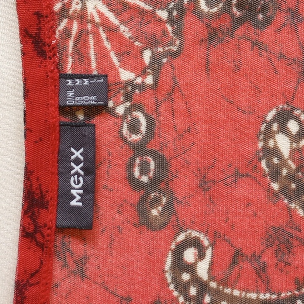 NWOT Mexx Mesh Tie-Front Tunic Top M Red Paisley - Picture 3 of 3